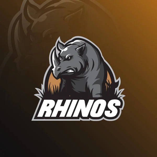 Rhino Vector Logo Design Mascot Modern Illustration Concept Style Badge — Vector de stock