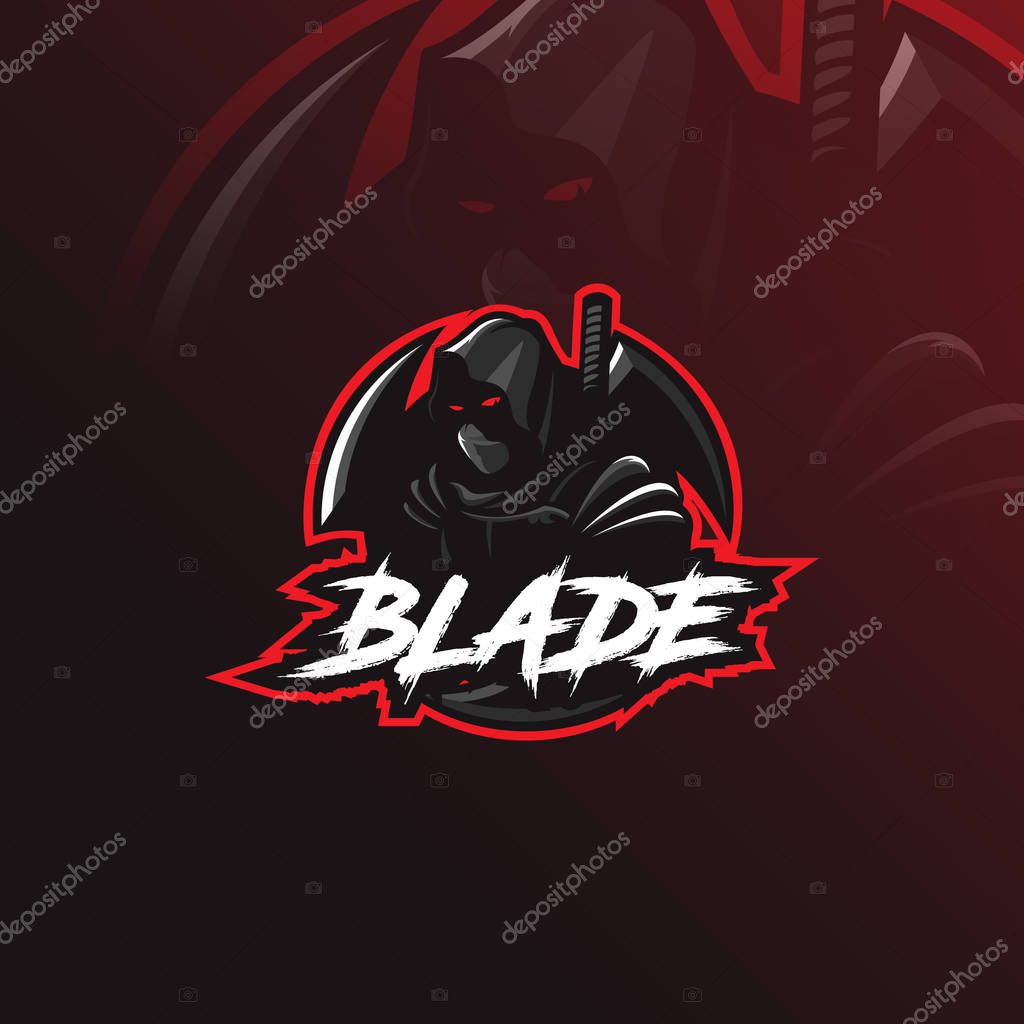 Assassin vector logo design mascot with modern illustration concept style for badge, emblem and tshirt printing. angry assasin illustration.
