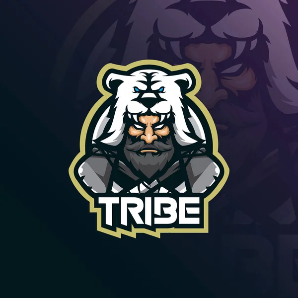 Tribe Maskot Logo Design Vektor Med Modern Illustration Konceptet Stil — Stock vektor