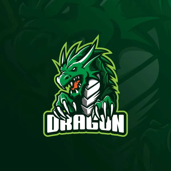 Dragon Mascot Logo Design Vector Modern Illustration Concept Style Badge — Stock Vector