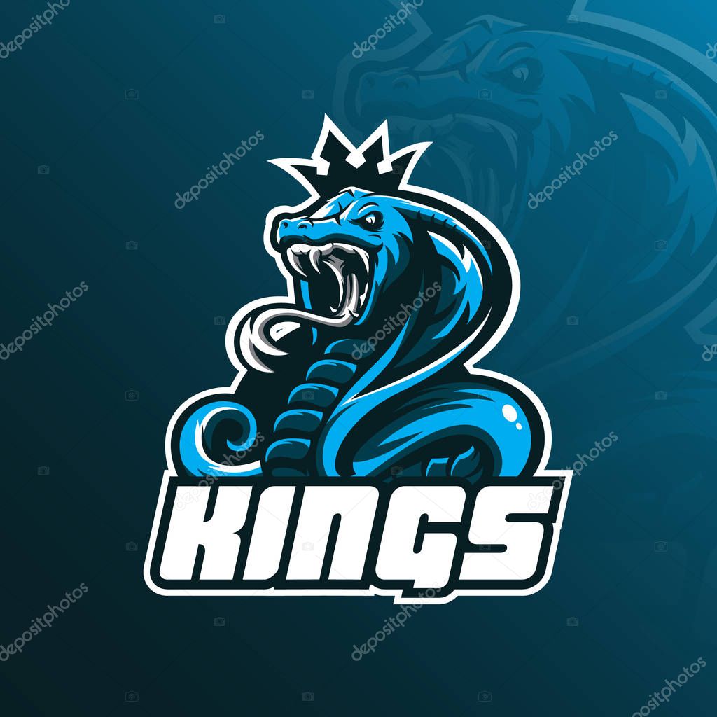 King cobra mascot logo design vector with modern illustration concept style for badge, emblem and tshirt printing. angry cobra illustration.