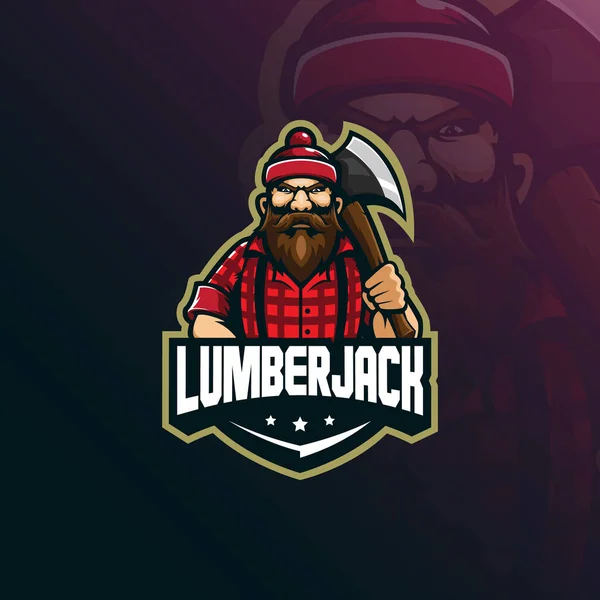 Lumberjack Mascot Logo Design Vector Modern Illustration Concept Style Badge — Stock Vector