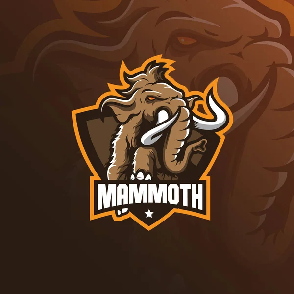 Mammut Elefant Maskottchen Logo Design Vektor Mit Modernem Illustrationskonzept Stil — Stockvektor