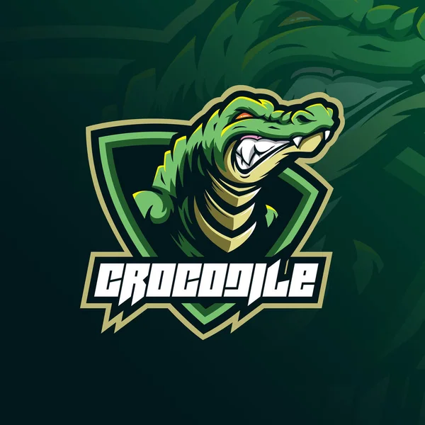 Crocodile Mascot Logo Design Vector Modern Illustration Concept Style Badge — Stock Vector