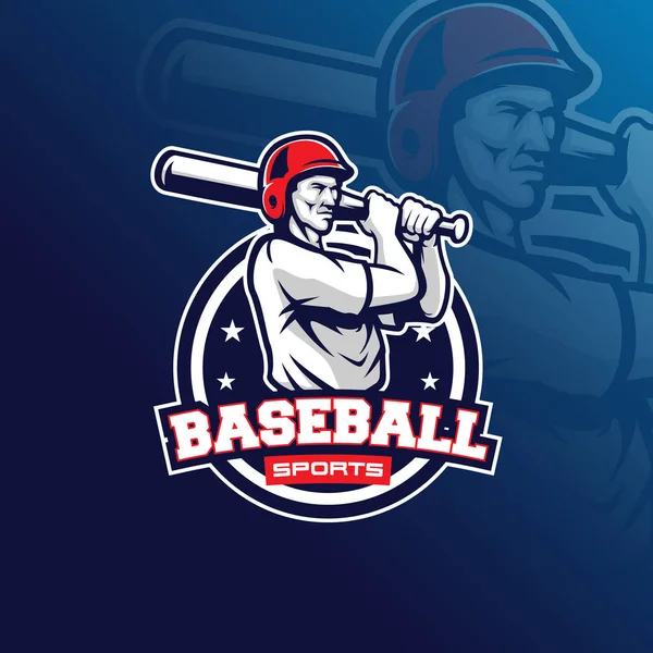 Design Logotipo Mascote Vetor Beisebol Com Estilo Conceito Ilustração Moderna — Vetor de Stock