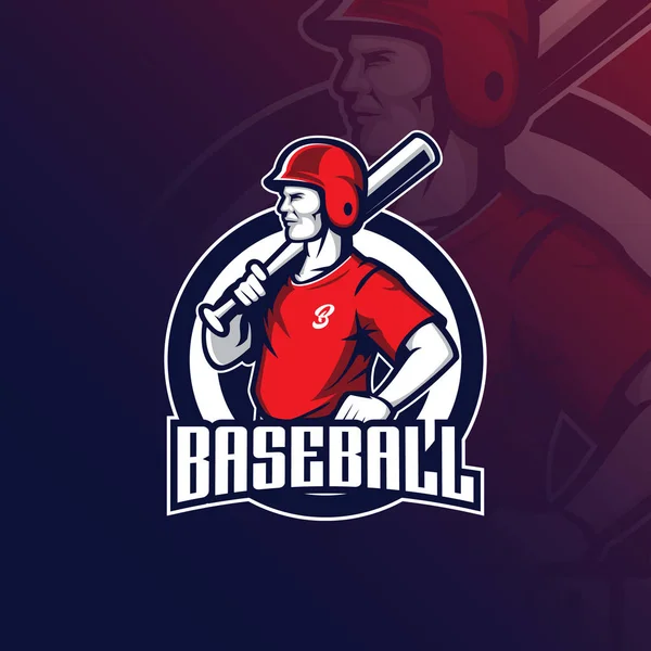 Design Logotipo Mascote Vetor Beisebol Com Estilo Conceito Ilustração Moderna — Vetor de Stock