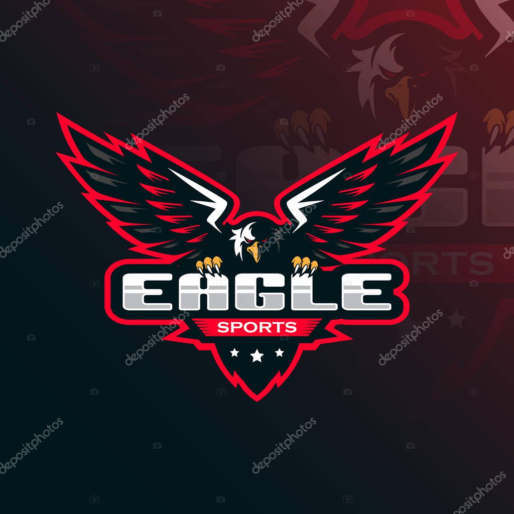 Eagle vector mascot logo design with modern illustration concept style for badge, emblem and tshirt printing. eagle illustration for sport and esport team.