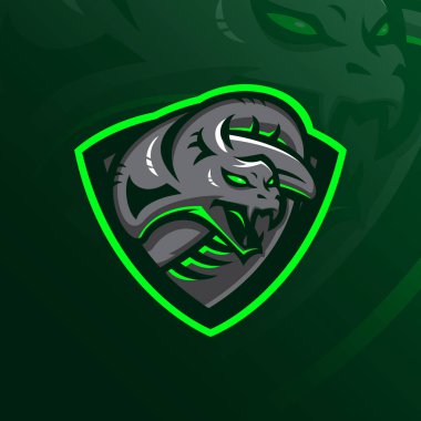 Yılan vektör maskot logo tasarımı modern illüstrasyon kavramı tarzı rozet, amblem ve tshirt baskı için ile. kızgın yılan resmi spor ve esport takım için.