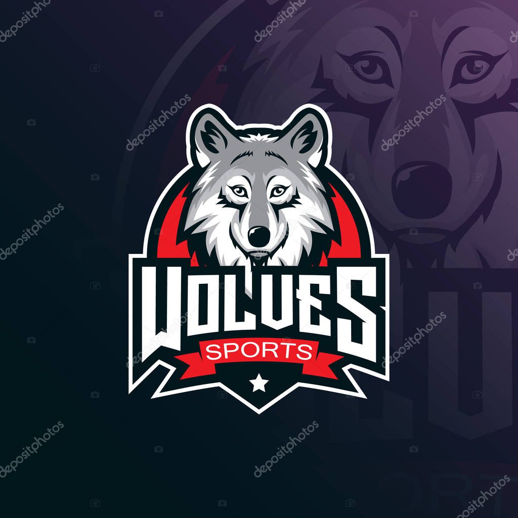 Wolf vector mascot logo design with modern illustration concept style for badge, emblem and tshirt printing. angry wolf illustration for sport and esport team.