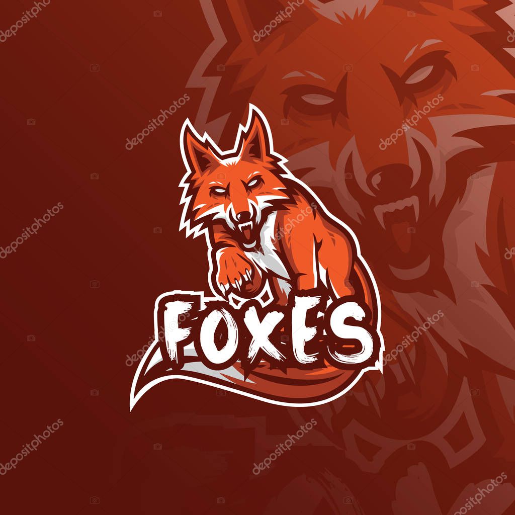 Fox vector mascot logo design with modern illustration concept style for badge, emblem and tshirt printing. angry fox illustration for sport and esport team.