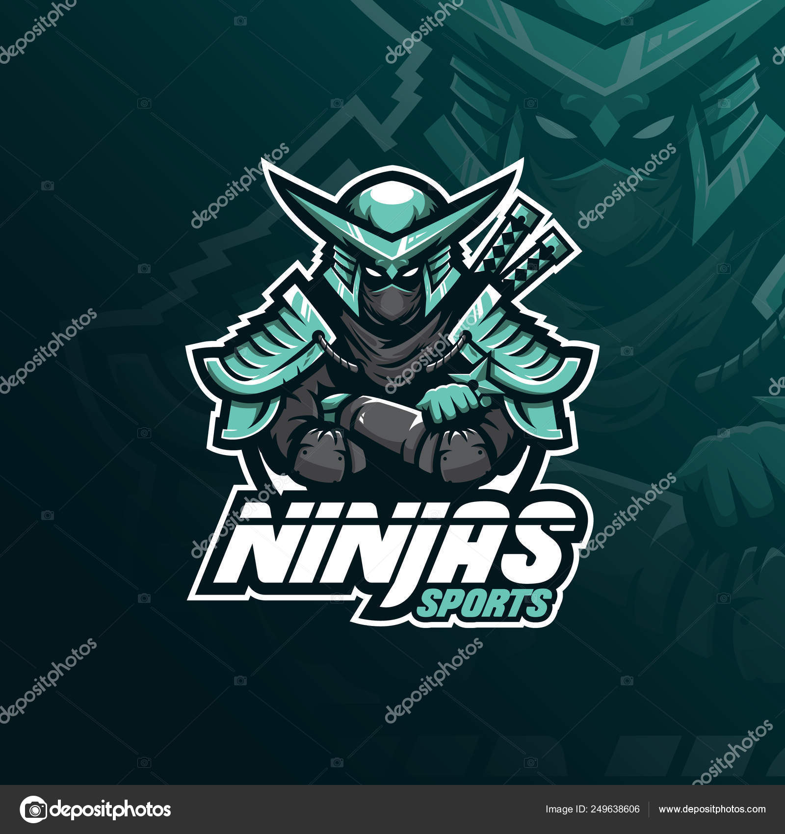 Logotipo de mascote ninja de desenho animado moderno 2.0