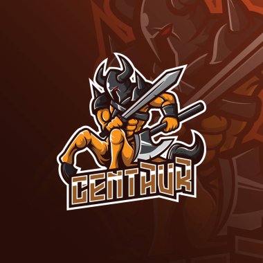 Centaur şövalye vektör maskot logo tasarımı modern illustratio ile
