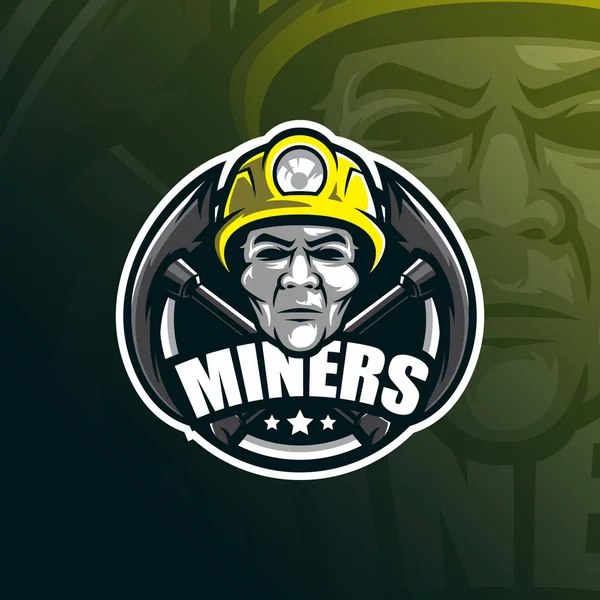 Madenci vektör maskot logo tasarımı modern illüstrasyon kavramı ile — Stok Vektör