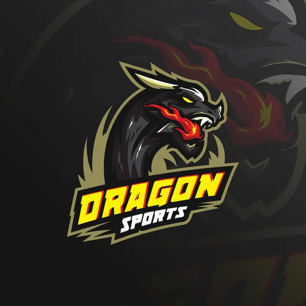 Dragon vector mascot logo ontwerp met moderne illustratie concep — Stockvector