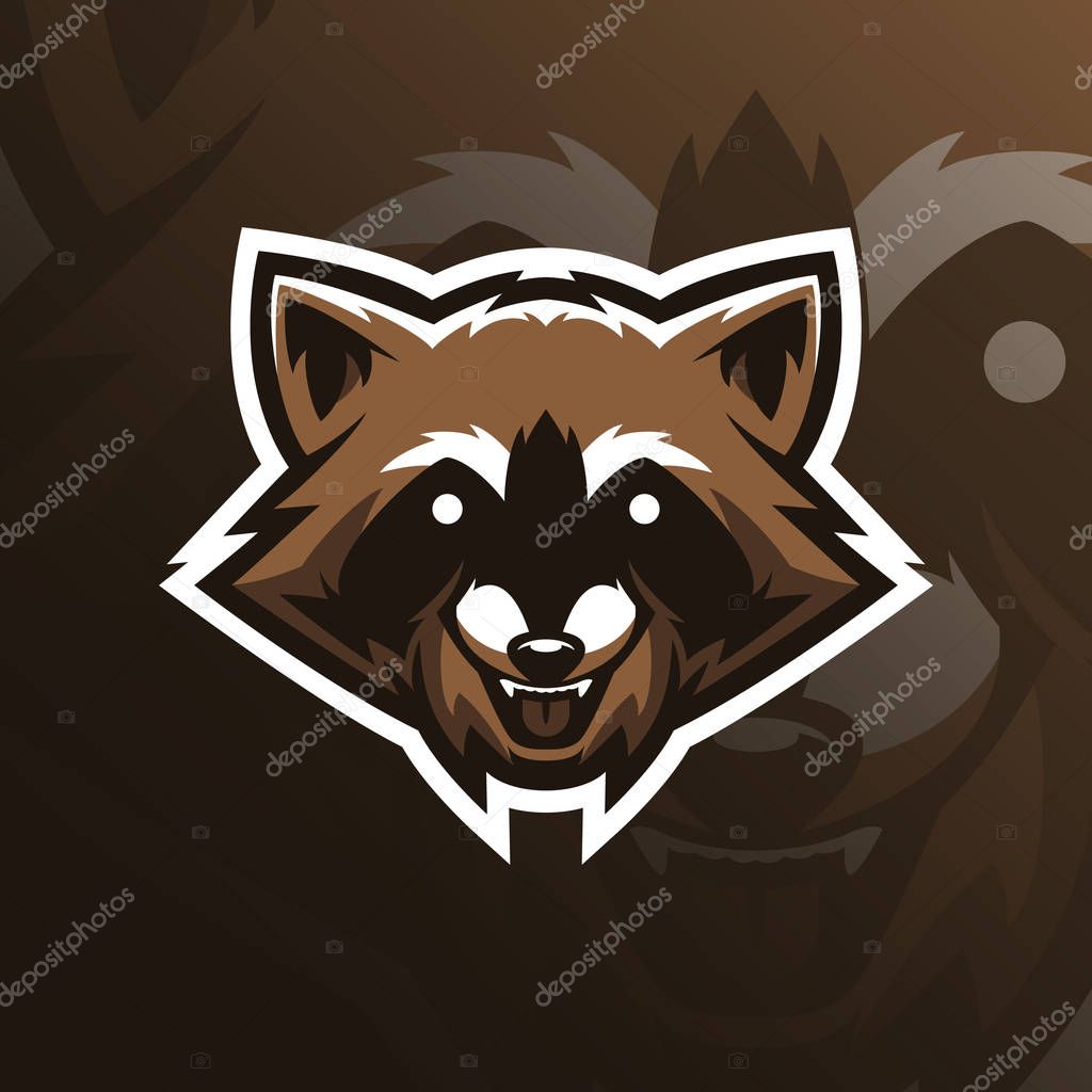 Raccoon vector mascot logo design with modern illustration concept style for badge, emblem and tshirt printing. head raccoon illustration for sport and esport team.