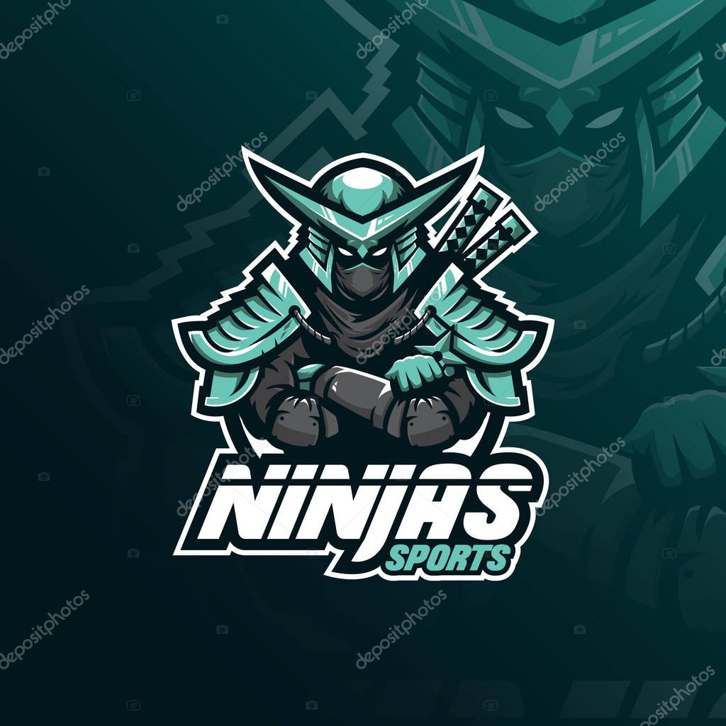 Ninja vector mascot logo design with modern illustration concept style for badge, emblem and tshirt printing. angry ninja illustration for sport and esport team.