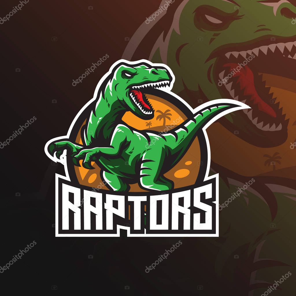 Raptor vector mascot logo design with modern illustration concept style for badge, emblem and tshirt printing. angry dinosaur illustration for sport and esport team.