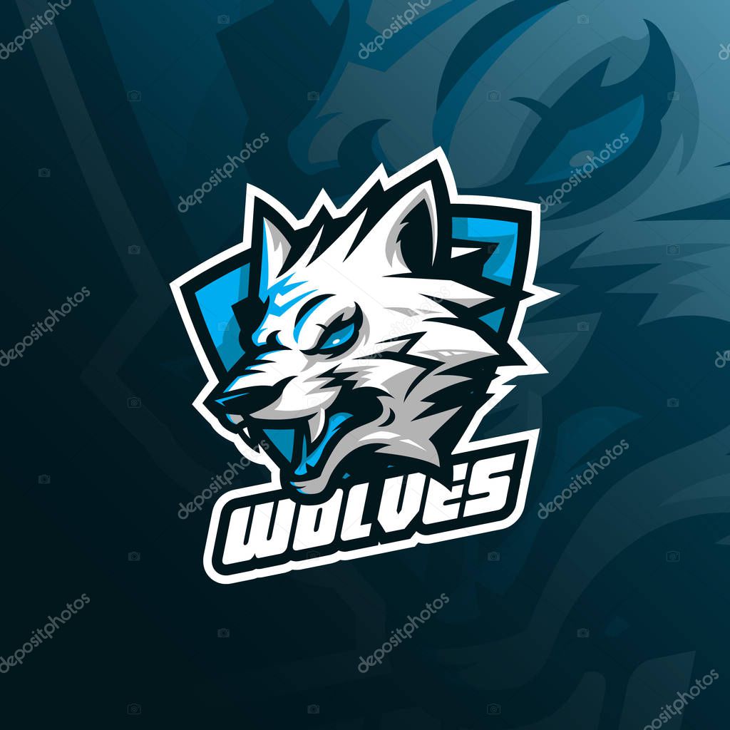 Wolf vector mascot logo design with modern illustration concept style for badge, emblem and tshirt printing. angry wolf illustration for sport and esport team.