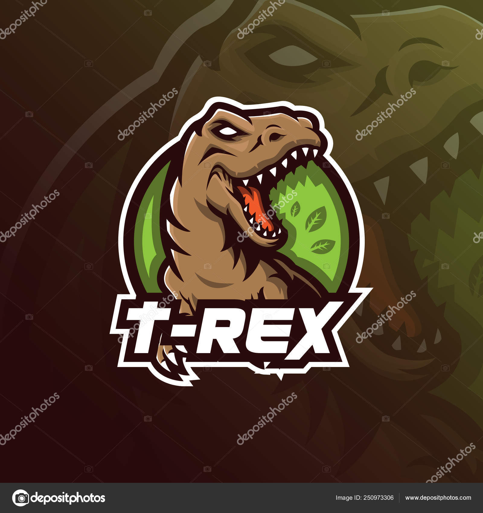 Dinossauro Esporte Mascote Logotipo Design T Rex Cabeça Mascote