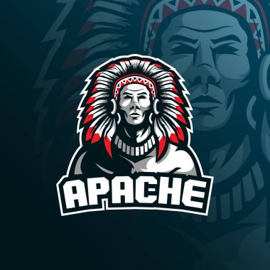 kabile apache vektör maskot logo tasarımı modern çizim ile 