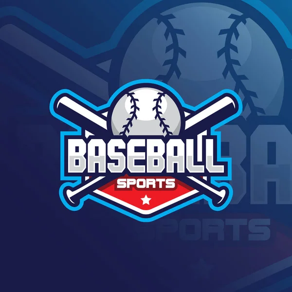 Diseño del logotipo de la mascota del vector de béisbol con conc ilustración moderna — Vector de stock