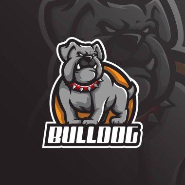 Bulldog maskot logo tasarlamak vektör modern illüstrasyon conce ile
