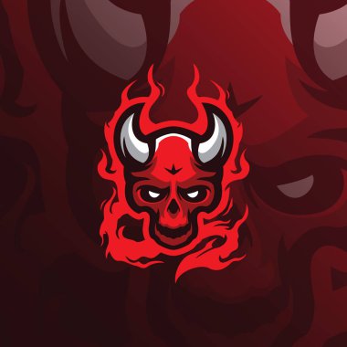 Skull devil mascot logo design vector with modern illustration c vector