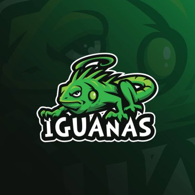 iguana maskot logo tasarlamak vektör modern illüstrasyon concep ile