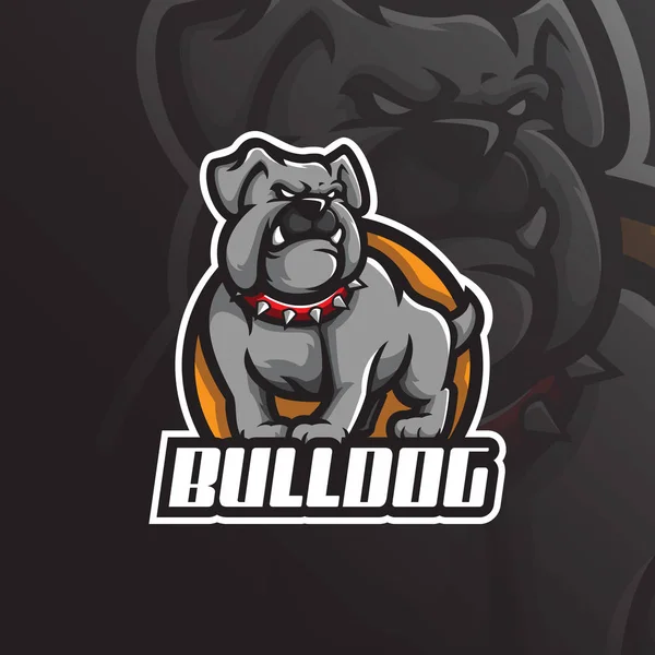 Bulldog mascotte logo design vettoriale con illustrazione moderna conce — Vettoriale Stock