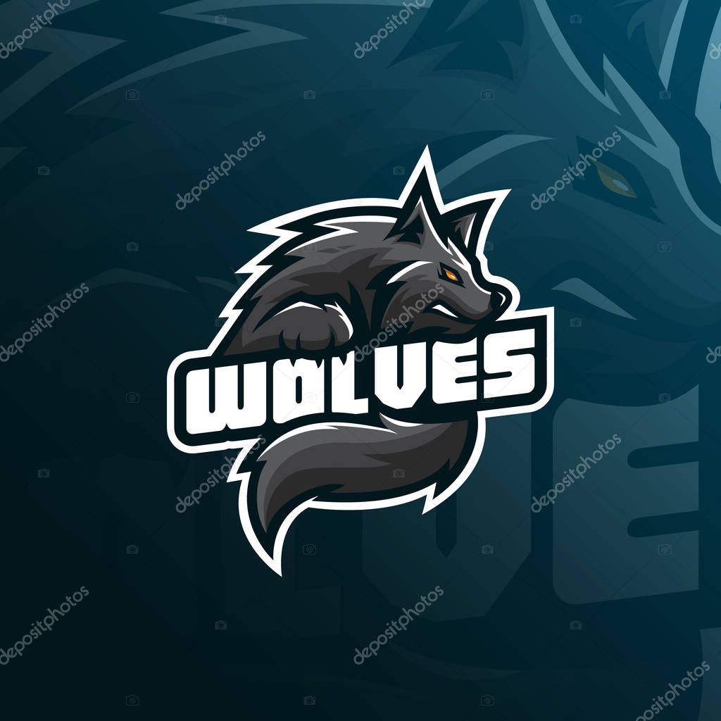 Wolf mascot logo design vector with modern illustration concept style for badge, emblem and tshirt printing. angry wolf illustration for sport team.