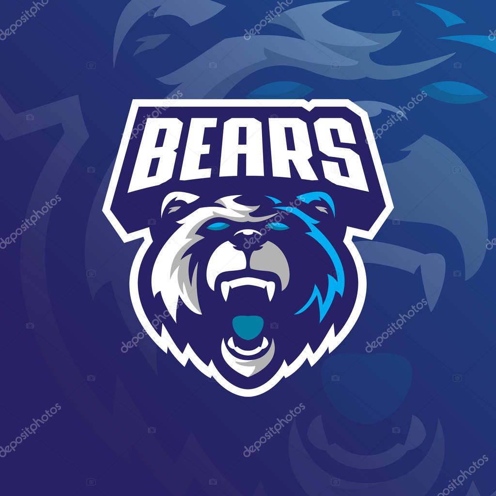 Bear mascot logo design vector with modern illustration concept style for badge, emblem and tshirt printing. grizzly bear illustration for sport team.