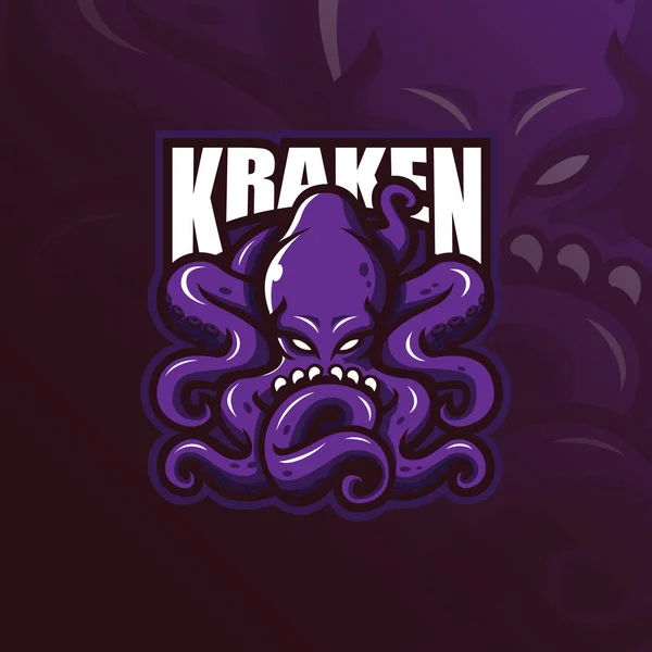 Вектор дизайна логотипа Kraken с современной концепцией иллюстрации — стоковый вектор