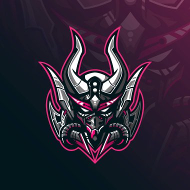 Maskeli robot logo tasarımı vektörü ve modern illüstrasyon eşleşmesi