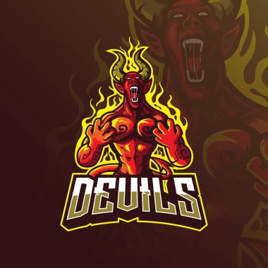 Devil mascot logo design vector with modern illustration concept vector