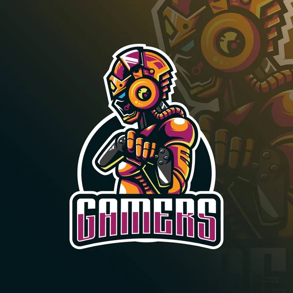 Gamer mascot logo design vector with modern illustration concept — Stock Vector