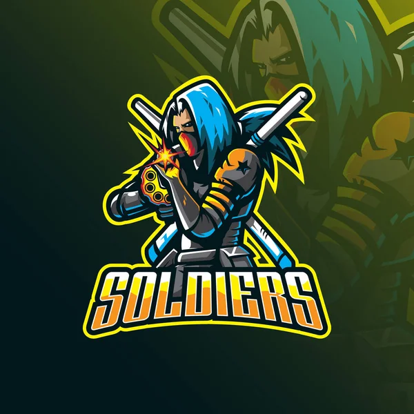 Soldier mascot logo design vector with modern illustration conce — 스톡 벡터