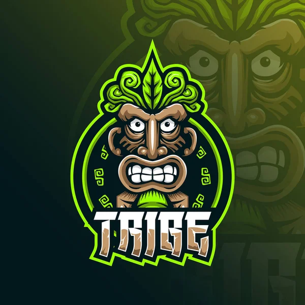 Tribe mascot logo design vector with modern illustration concept — Stock Vector