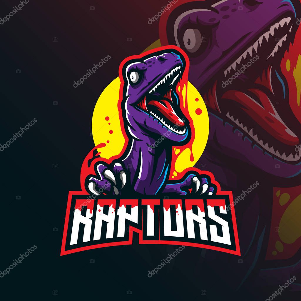 Raptor mascot logo design vector with modern illustration concept style for badge, emblem and tshirt printing. angry raptor illustration.