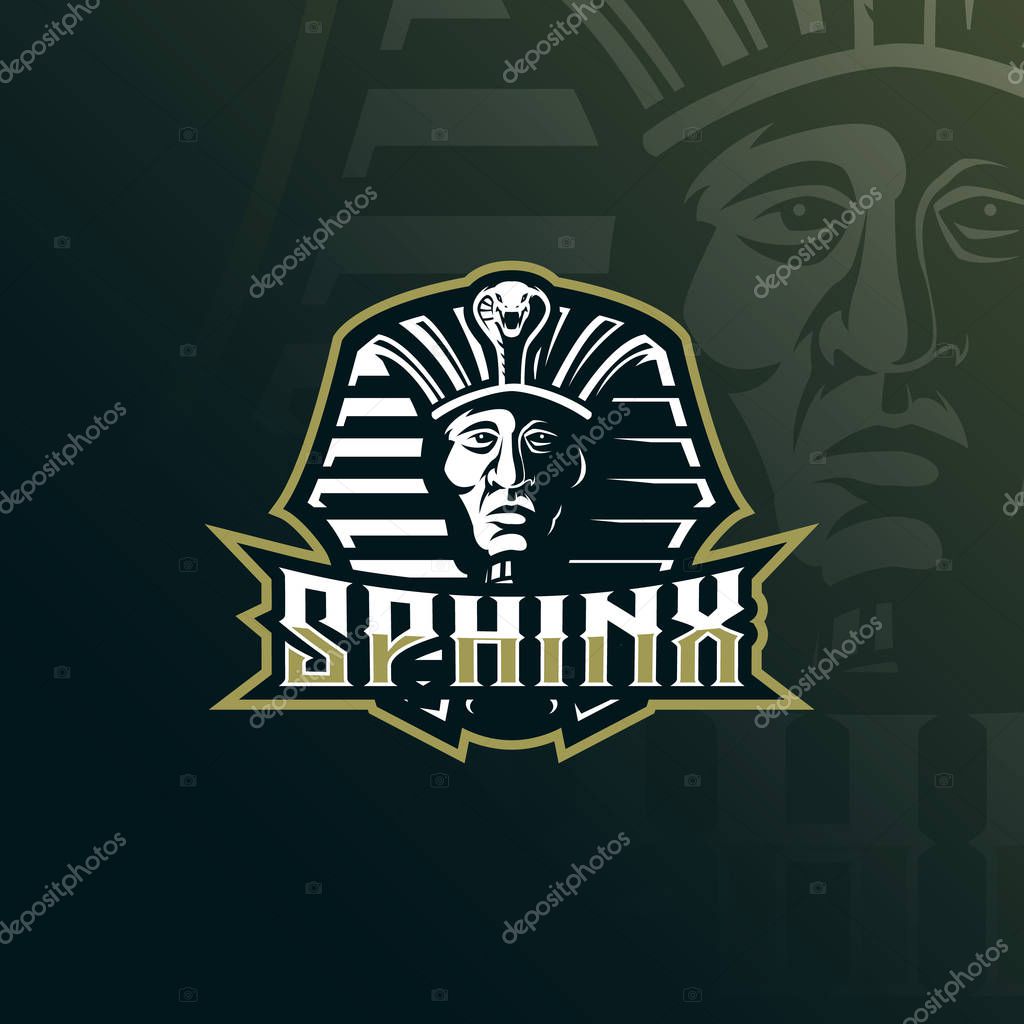 Sphinx mascot logo design vector with modern illustration concept style for badge, emblem and tshirt printing. head sphinx illustration.