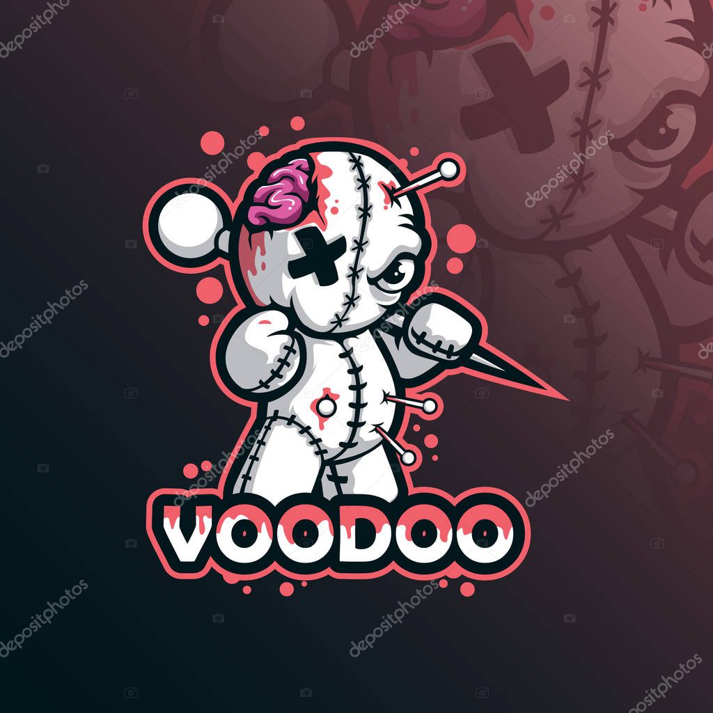 Voodoo mascot logo design vector with modern illustration concept style for badge, emblem and tshirt printing. funny voodoo illustration.