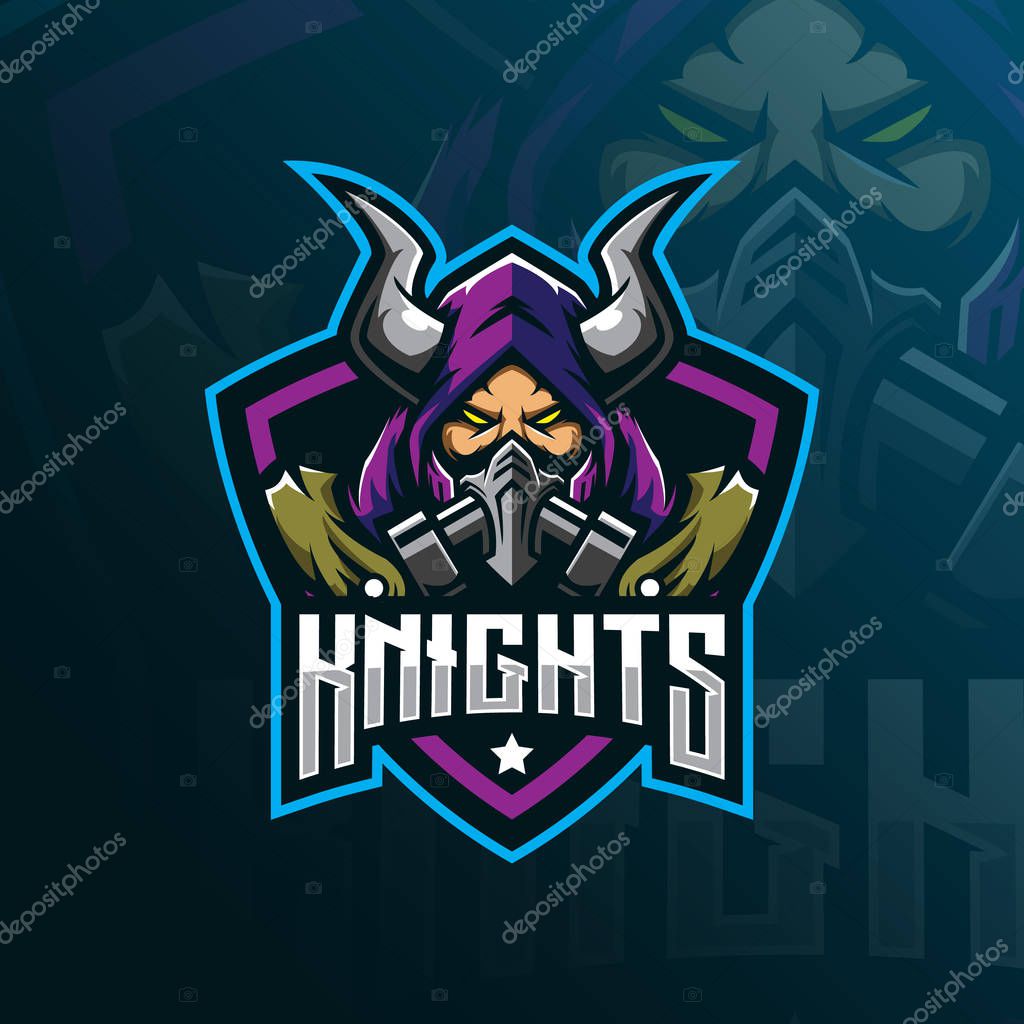 Knight mascot logo design vector with modern illustration concept style for badge, emblem and tshirt printing. knight illustration for sport team.