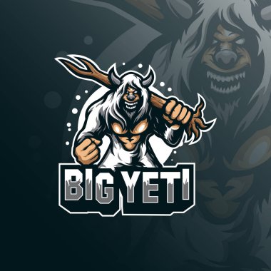 yeti maskot logosu tasarım vektörü modern illüstrasyon konseptiyle 