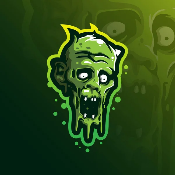 Zombie mascota logo diseño vector con la ilustración moderna cóncavo — Vector de stock