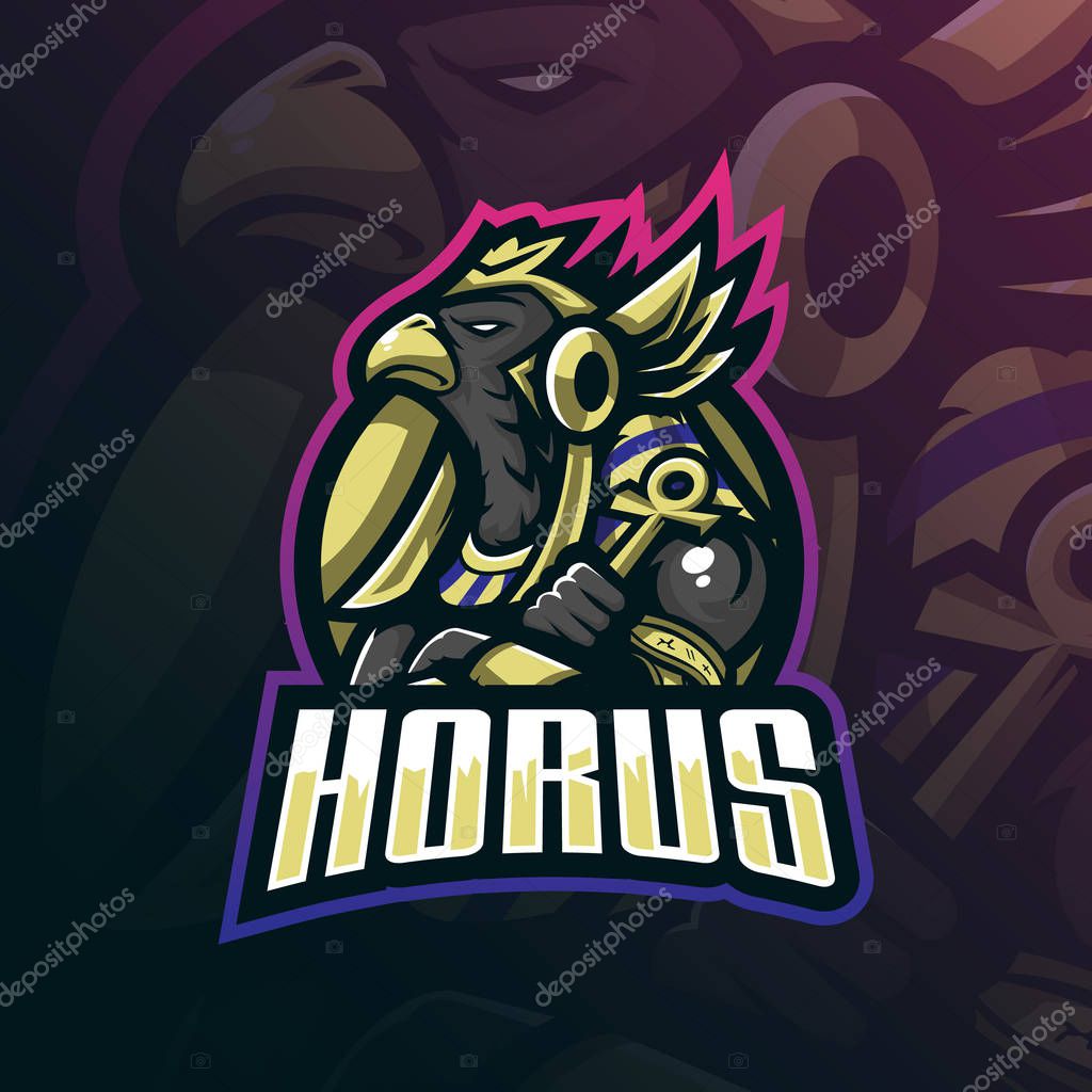 Horus mascot logo design vector with modern illustration concept style for badge, emblem and tshirt printing. god horus illustration for sport team.