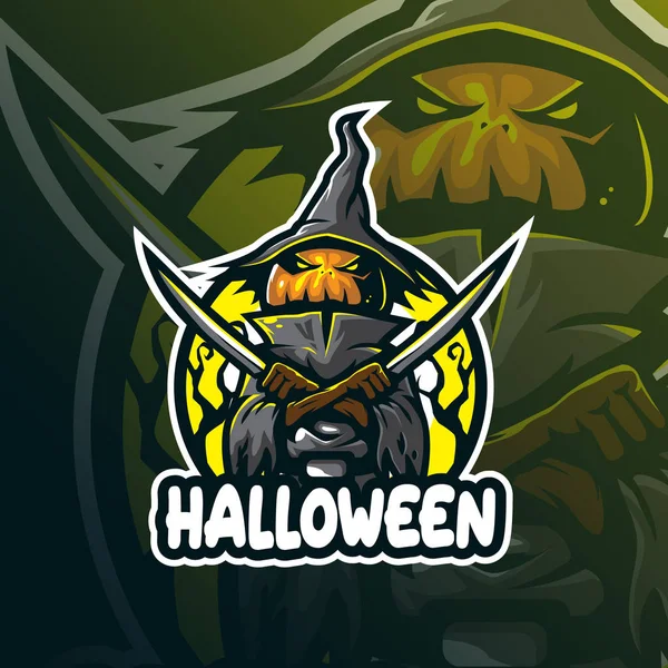 Halloween mascot logo design vector with modern illustration con — ストックベクタ