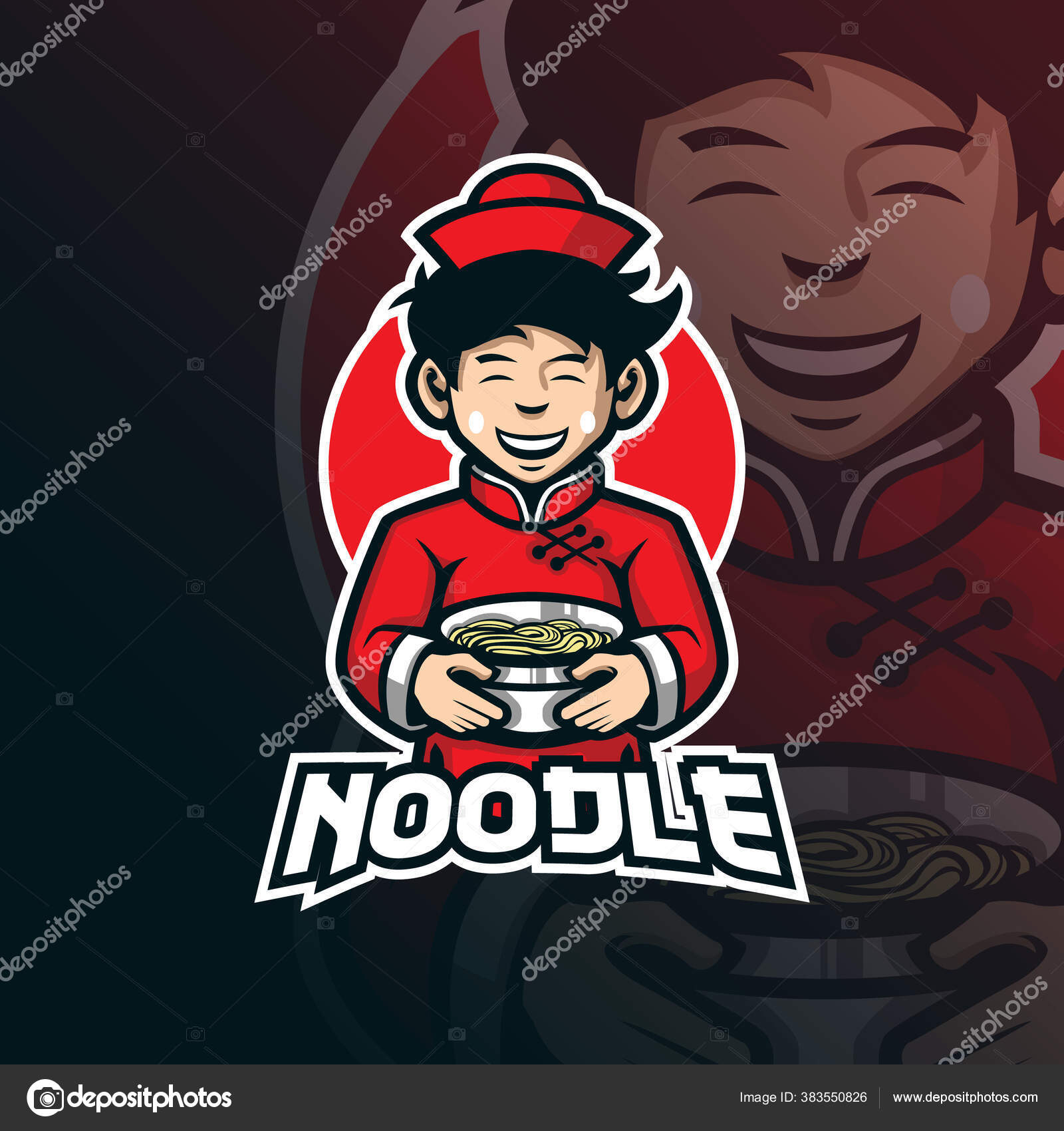 Noodle Mascot Logo Design Vector Modern Illustration Concept Style