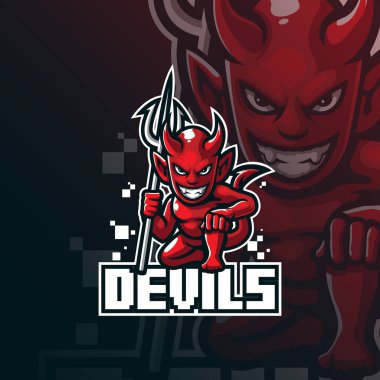 Devil mascot logo design vector with modern illustration concept style for badge, emblem and tshirt printing. devil illustration for sport team. vector