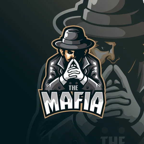 Vecteur Conception Logo Mascotte Mafia Avec Style Concept Illustration Moderne — Image vectorielle