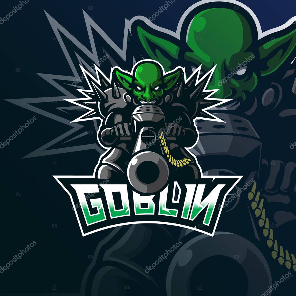 Goblin mascot logo design vector with modern illustration concept style for badge, emblem and tshirt printing. goblin illustration for sport and esport team.