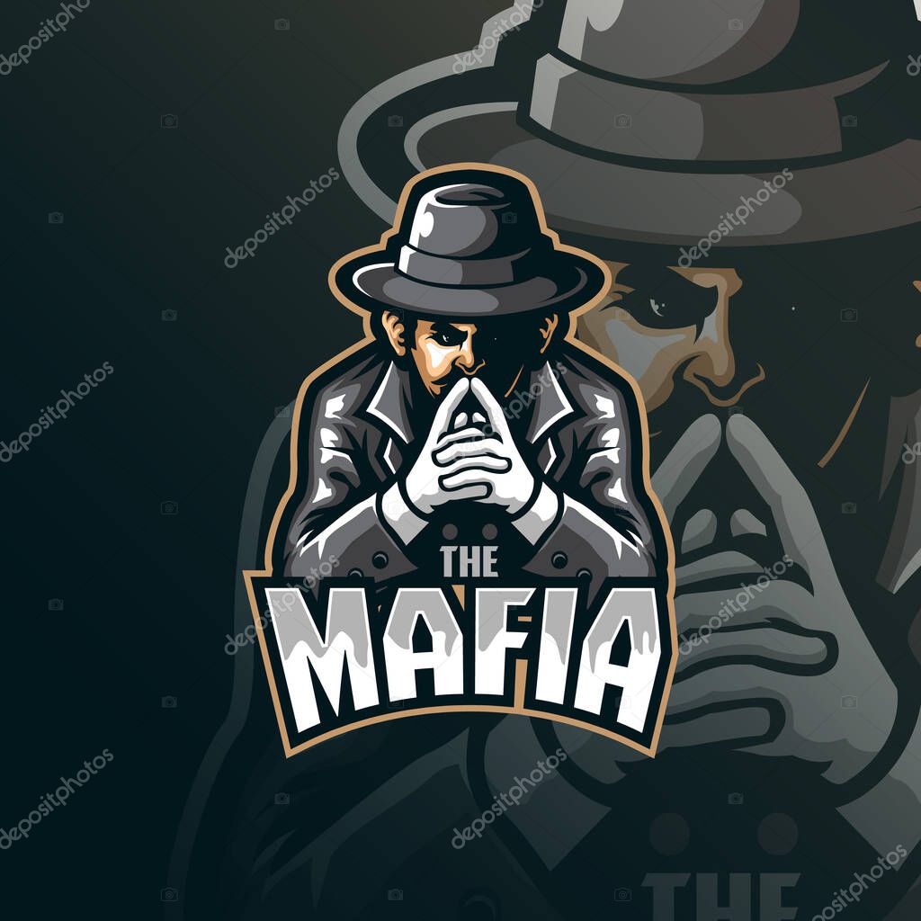 Mafia mascot logo design vector with modern illustration concept style for badge, emblem and tshirt printing. mafia illustration for sport and esport team.